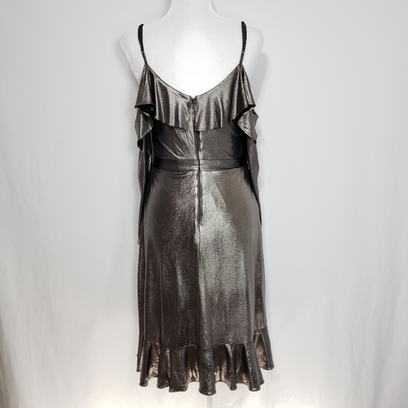 NEW-Collective Concepts Metallic Bronze Midi Dress - Picture 4 of 7